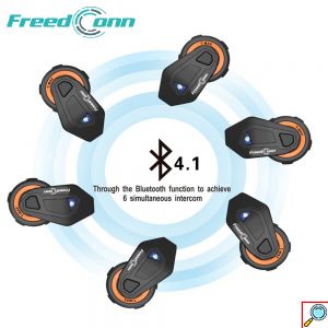 Αδιάβροχη Ασύρματη Ενδοεπικοινωνία Bluetooth Κράνους Μηχανής Freedcon T-Max Interphone FM Radio Αναβάτη Μοτοσυκλέτας με Εμβέλεια 1χλμ