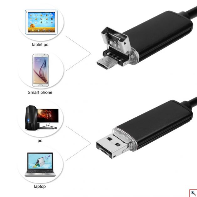 Αδιάβροχη Κάμερα Ενδοσκόπιο με USB & Micro USB 2 Σε 1 Για Android & H/Y & με 6 LED 2m