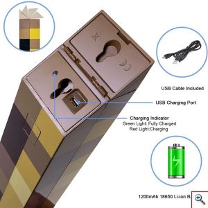 LED Επαναφορτιζόμενο Φωτιστικό σε Σχήμα Δίαυλου Minecraft - LED Minecraft Torch Lamp 28x6x6cm