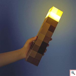 LED Επαναφορτιζόμενο Φωτιστικό σε Σχήμα Δίαυλου Minecraft - LED Minecraft Torch Lamp 28x6x6cm