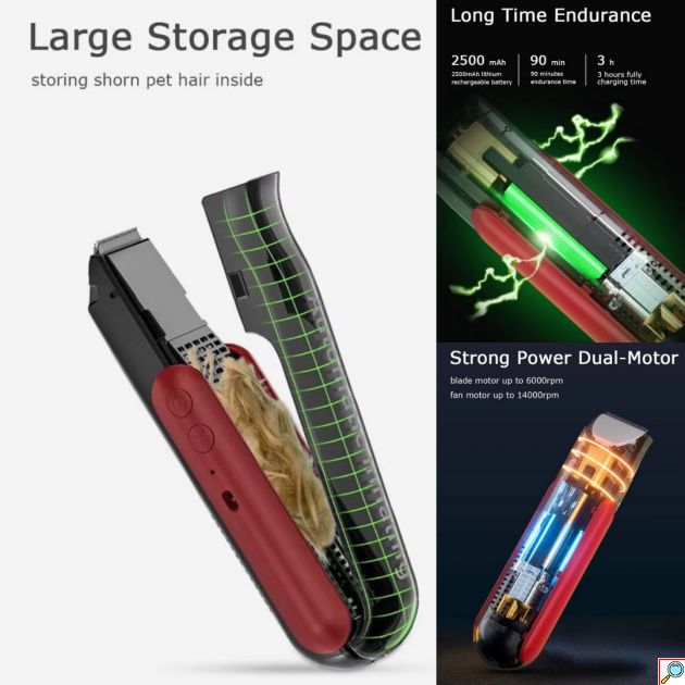 Επαναφορτιζόμενη Ηλεκτρική USB Κουρευτική Μηχανή για Κατοικίδια με Λειτουργία Αναρρόφησης Τριχών
