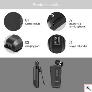 Επαναφορτιζόμενο HandsFree Ακουστικό Bluetooth Fineblue με Δόνηση & Ενσωματωμένο μικρόφωνο, Ανασυρόμενο Ακουστικό & Μανταλάκι / Clip, F990