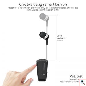 Επαναφορτιζόμενο HandsFree Ακουστικό Bluetooth Fineblue με Δόνηση & Ενσωματωμένο μικρόφωνο, Ανασυρόμενο Ακουστικό & Μανταλάκι / Clip, F990