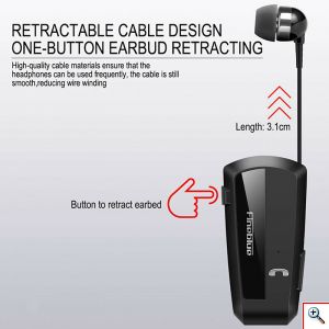 Επαναφορτιζόμενο HandsFree Ακουστικό Bluetooth Fineblue με Δόνηση & Ενσωματωμένο μικρόφωνο, Ανασυρόμενο Ακουστικό & Μανταλάκι / Clip, F990
