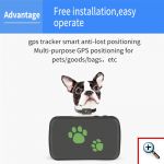 Επαναφορτιζόμενο GPS Tracker Για Κατοικίδια, Συσκευή Εντοπισμού Κατοικίδιων Κάρτας Sim 3G με Γαλάζιο Λουράκι, Εφαρμογή Κινητού & Υπολογιστή, TK203 OEM