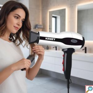 KEMEI Επαγγελματικό Πιστολάκι Μαλλιών 2000W με Λειτουργία Thermoprotect Λευκό/Μαύρο