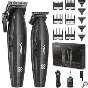 Επαγγελματικό Σετ Κουρευτικής Μηχανής & Trimmer Με Κεραμικές Λεπίδες VGR