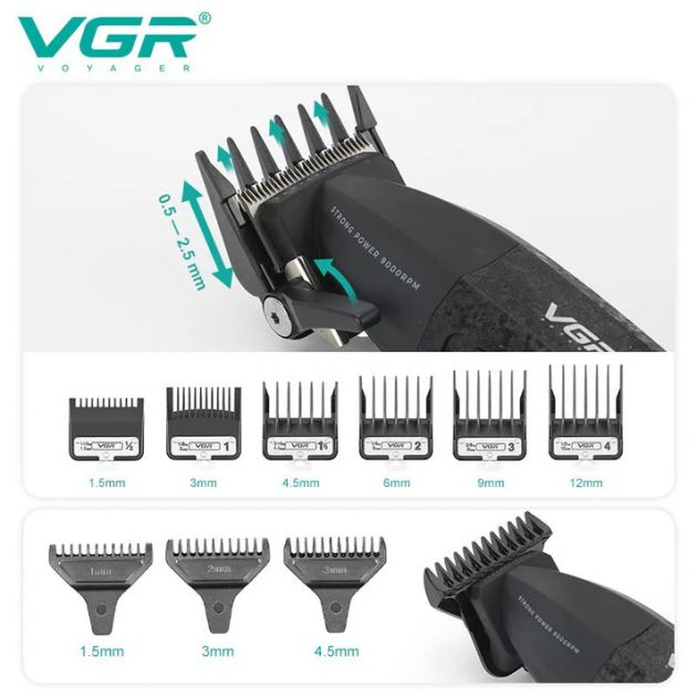 Επαγγελματικό Σετ Κουρευτικής Μηχανής & Trimmer Με Κεραμικές Λεπίδες VGR
