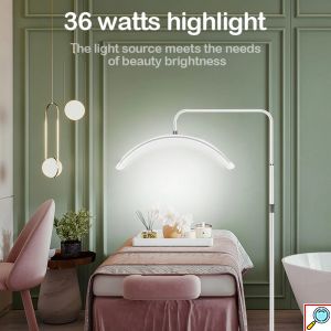 Επιδαπέδιο Κυρτό Φωτιστικό LED 36W με Ρυθμιζόμενο Ύψος, Περιστροφή 360°, Τηλεκοντρόλ & Βάση Στήριξης Κινητού – Ιδανικό για Αισθητικούς και Τεχνίτριες Νυχιών