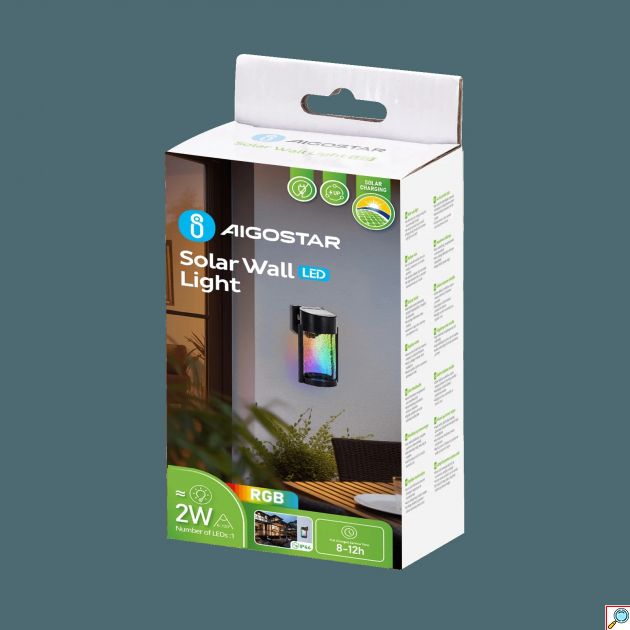 Επιτοίχιο LED Ηλιακό Φωτιστικό με RGB Φωτισμό & Προστασία IP44 10 x 9.7 x 20.3 cm