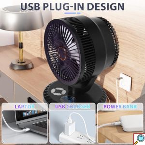 Επιτραπέζιος USB Ανεμιστήρας με Ρύθμιση Ισχύος, Χρονοδιακόπτη & LED Φωτισμό - Arrango