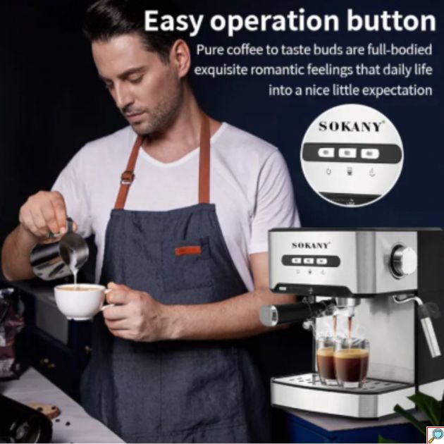 Μηχανή Espresso 850W – Επαγγελματικός Καφές στο Σπίτι - Ακροφύσιο Ατμού, Πίεση 20 bar, Δοχείο 1.6L, Ανοξείδωτη