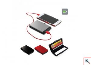 Πορτοφόλι Αλουμινίου Καρτών & Φορητός Φορτιστής - Powerbank 2 Σε 1 E-charge Wallet