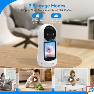 Έξυπνη Κάμερα WiFi 1080P HD με οθόνη 2,8 Ιντσών, Αμφίδρομη Επικοινωνία, Ανίχνευση Κίνησης & Έγχρωμη Νυχτερινή Όραση