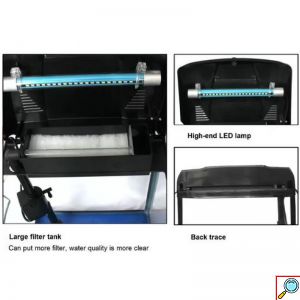 Ενυδρείο 20L με LED Φωτισμό - Αντλία Νερού 10W 800L/H & Φίλτρο 31.5x22x37.5cm