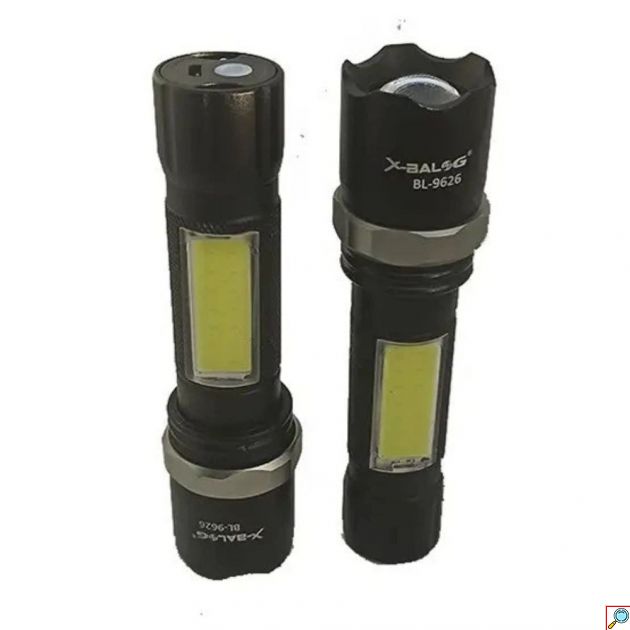 Επαναφορτιζόμενος Φακός LED 500lm – Με Πλαϊνό COB LED - Φόρτιση USB, Zoom, 3 Λειτουργίες, Ιδανικός για Camping & Εργασίες