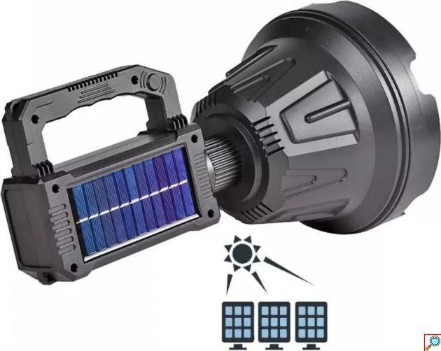 Ηλιακός Φακός Προβολέας LED – Power Bank & Φόρτιση USB - Ισχυρός Φωτισμός για Κάμπινγκ, Εργασία & Έκτακτη Ανάγκη