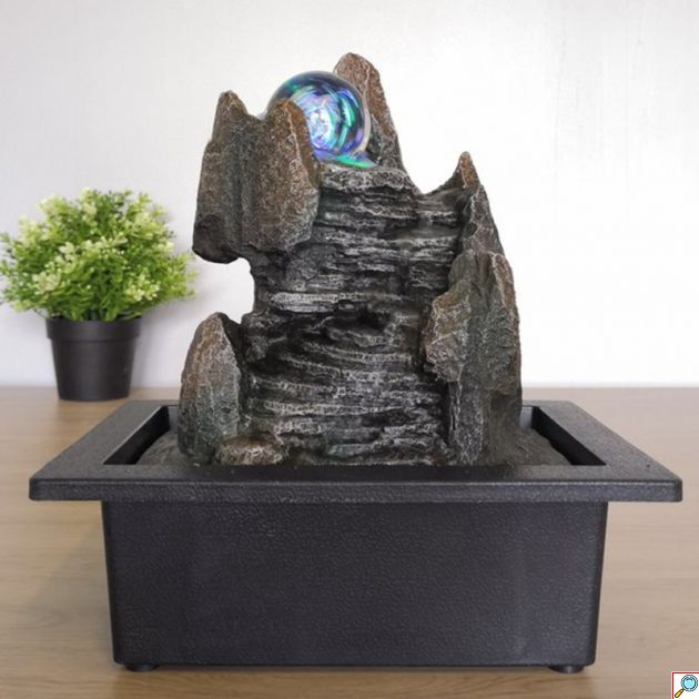 Feng Shui Διακοσμητικό Συντριβάνι Καταρράκτης με Φωτισμό LED & Κρυστάλλινη Σφαίρα 26 x 23 x 18 εκ