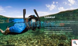 Sub Full Face Snorkel Mask HJKB K2 - Ολοπρόσωπη Μάσκα με 2 Αναπνευστήρες και Βάση για Action Camera