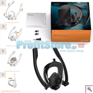 Sub Full Face Snorkel Mask HJKB K2 - Ολοπρόσωπη Μάσκα με 2 Αναπνευστήρες και Βάση για Action Camera
