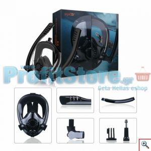 Sub Full Face Snorkel Mask HJKB K2 - Ολοπρόσωπη Μάσκα με 2 Αναπνευστήρες και Βάση για Action Camera