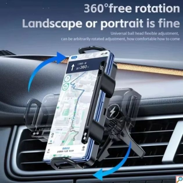 Βάση Κινητού Αυτοκινήτου Z-Fold Charger 15W με Ασύρματη Φόρτιση - Για Samsung Z Fold/Flip & iPhone, Αυτόματο Κλείδωμα, Περιστροφή 90°