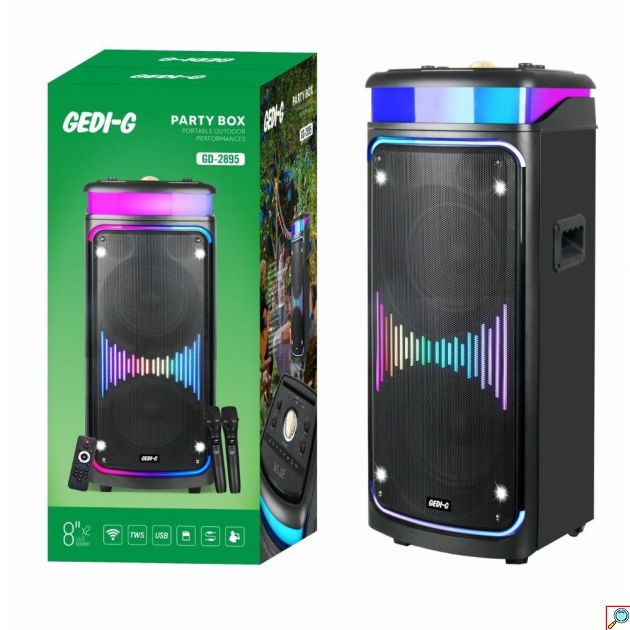 Φορητό Ηχείο Bluetooth Karaoke 60W με 2 Ασύρματα Μικρόφωνα - 2x8