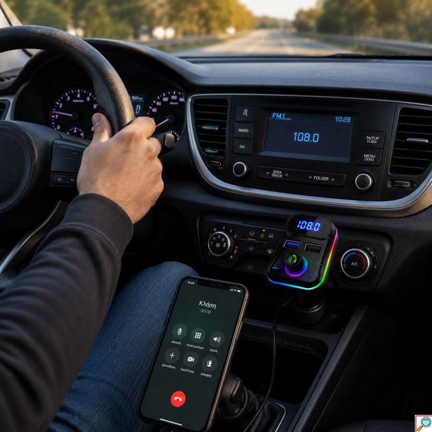 FM Transmitter Bluetooth Αυτοκινήτου – Handsfree, MP3 Player & Διπλός Φορτιστής USB ARRANGO
