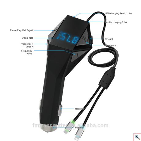 Πομπός Bluetooth USB, SD MP3 Player & Φορτιστής USB Αυτοκινήτου με Μικρόφωνο - Car FM Transmitter