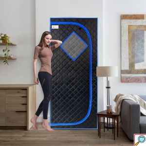 VSauna 2.0 Ολόσωμη Φορητή Ατομική Σάουνα - Χαμάμ Ατμού με Ισοθερμική Αδιάβροχη Καμπίνα & Τηλεκοντρόλ - Portable Steam Sauna Μαύρο