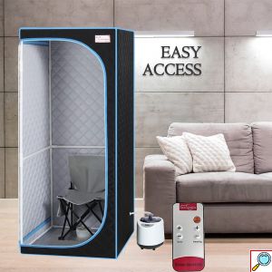 VSauna 2.0 Ολόσωμη Φορητή Ατομική Σάουνα - Χαμάμ Ατμού με Ισοθερμική Αδιάβροχη Καμπίνα & Τηλεκοντρόλ - Portable Steam Sauna Μαύρο
