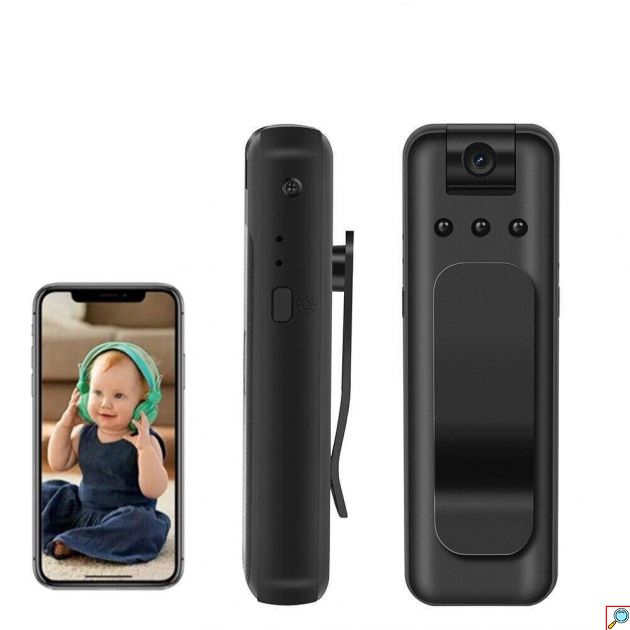 Μίνι Φορητή WiFi Κάμερα 1080P - Επαναφορτιζόμενη με Κλιπ & Περιστρεφόμενο Φακό 180°