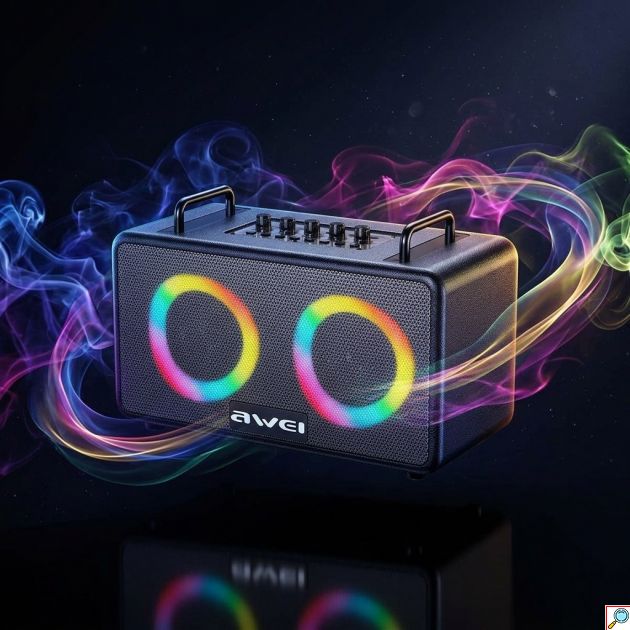 Ηχείο Bluetooth 5.3 70W Φορητό Επαναφορτιζόμενο Μεγάλης Διάρκειας με RGB Φωτισμό 7 Χρωμάτων, Δυνατά Μπάσα, USB, Micro SD, AUX, για Πάρτι και Εκδρομές, Μαύρο