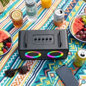 Ηχείο Bluetooth 5.3 70W Φορητό Επαναφορτιζόμενο Μεγάλης Διάρκειας με RGB Φωτισμό 7 Χρωμάτων, Δυνατά Μπάσα, USB, Micro SD, AUX, για Πάρτι και Εκδρομές, Μαύρο