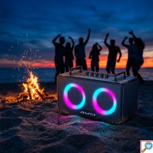 Ηχείο Bluetooth 5.3 70W Φορητό Επαναφορτιζόμενο Μεγάλης Διάρκειας με RGB Φωτισμό 7 Χρωμάτων, Δυνατά Μπάσα, USB, Micro SD, AUX, για Πάρτι και Εκδρομές, Μαύρο