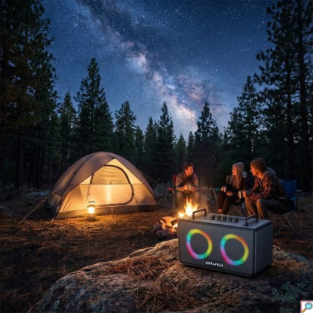 Ηχείο Bluetooth 5.3 70W Φορητό Επαναφορτιζόμενο Μεγάλης Διάρκειας με RGB Φωτισμό 7 Χρωμάτων, Δυνατά Μπάσα, USB, Micro SD, AUX, για Πάρτι και Εκδρομές, Μαύρο
