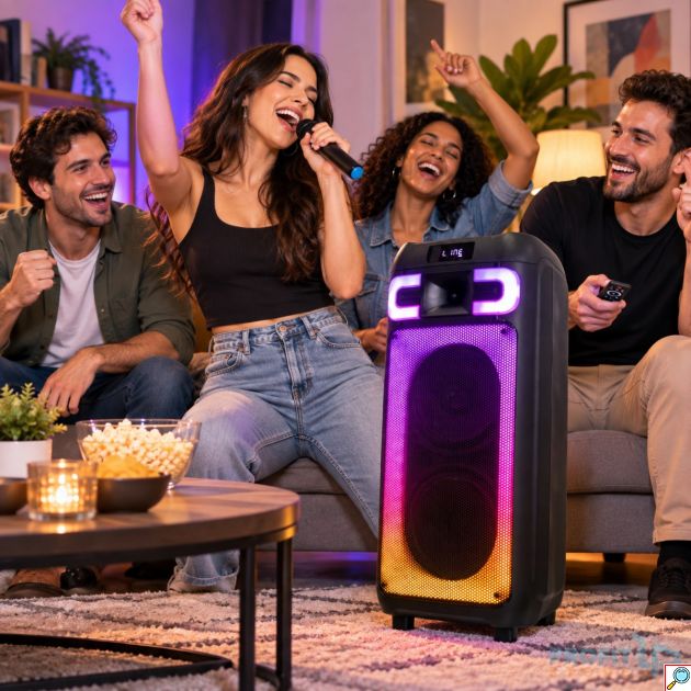Φορητό Ηχείο Bluetooth 2x8 – Δυνατός Ήχος & RGB Φωτισμός - Party Speaker με Ασύρματο Μικρόφωνο, FM Radio, USB, Equalizer, TWS