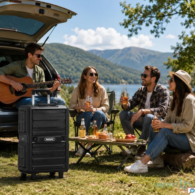 Φορητό Ηχείο Bluetooth Karaoke Remax RB-X5 50W με 2 Ασύρματα Μικρόφωνα | Τρόλεϊ, USB, AUX, Επαναφορτιζόμενο