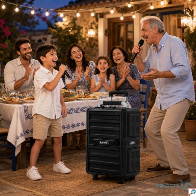 Φορητό Ηχείο Bluetooth Karaoke Remax RB-X5 50W με 2 Ασύρματα Μικρόφωνα | Τρόλεϊ, USB, AUX, Επαναφορτιζόμενο