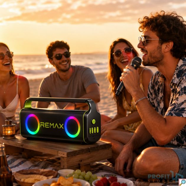 Φορητό Ηχείο Bluetooth Remax RB-MB07 80W – Με RGB Φωτισμό & Ασύρματο Μικρόφωνο