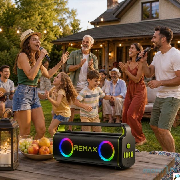Φορητό Ηχείο Bluetooth Remax RB-MB07 80W – Με RGB Φωτισμό & Ασύρματο Μικρόφωνο