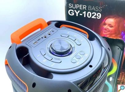 Φορητό Ηχείο Καραόκε με 2 Μικρόφωνα, Bluetooth, FM και Φωτισμό LED RGB - SuperBass
