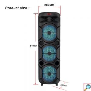 Φορητό Ηχείο Karaoke Bluetooth με 3x8.5″ Subwoofer και LED