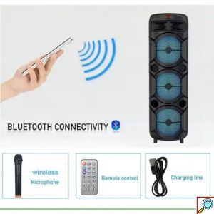 Φορητό Ηχείο Karaoke Bluetooth με 3x8.5″ Subwoofer και LED