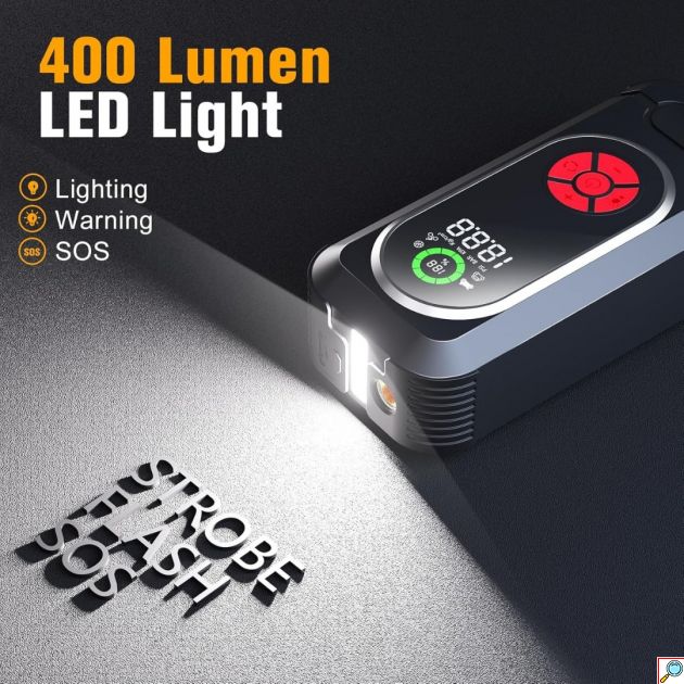 Φορητός Εκκινητής Μπαταρίας 12V με Power Bank, USB & Αεροσυμπιεστή
