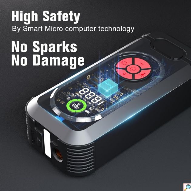 Φορητός Εκκινητής Μπαταρίας 12V με Power Bank, USB & Αεροσυμπιεστή