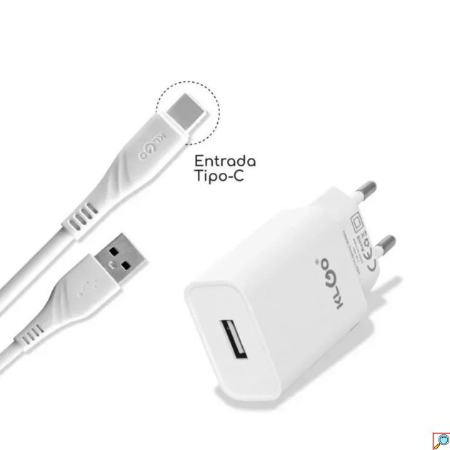 Φορτιστής Ταχείας Φόρτισης KLGO KC-09T 2.1A με Καλώδιο USB-C Λευκός