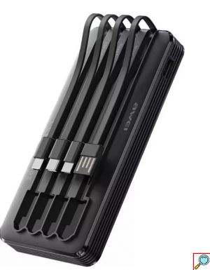 Power Bank - Φορητή Μπαταρία Φορτιστής 10000mAh με 4 Καλώδια Lightning, Type-C, Micro USB, USB - LED Ένδειξη Μπαταρίας - Awei P133K Μαύρο