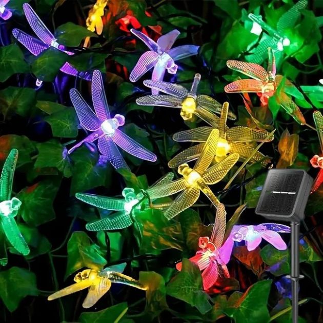 Ηλιακά Φωτάκια - 5m RGB λιβελούλες, 20 LED, Ηλιακό Πάνελ & IP44