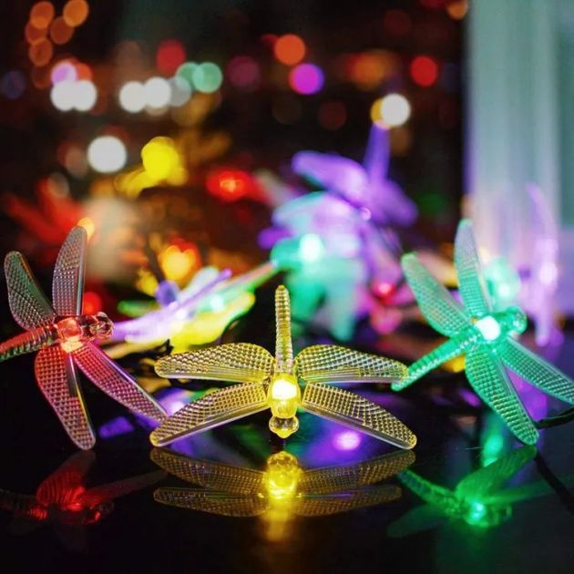 Ηλιακά Φωτάκια - 5m RGB λιβελούλες, 20 LED, Ηλιακό Πάνελ & IP44